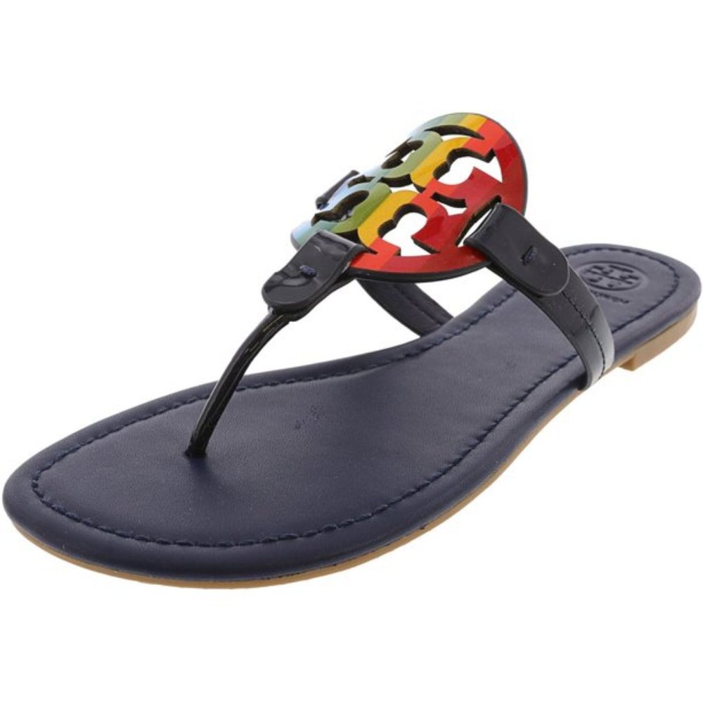 Tory Burch Miller Rainbow Print Miller Royal Navy Size 8
